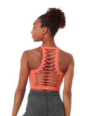 ALO Yoga Lace Up Movement Tank in Coral - M